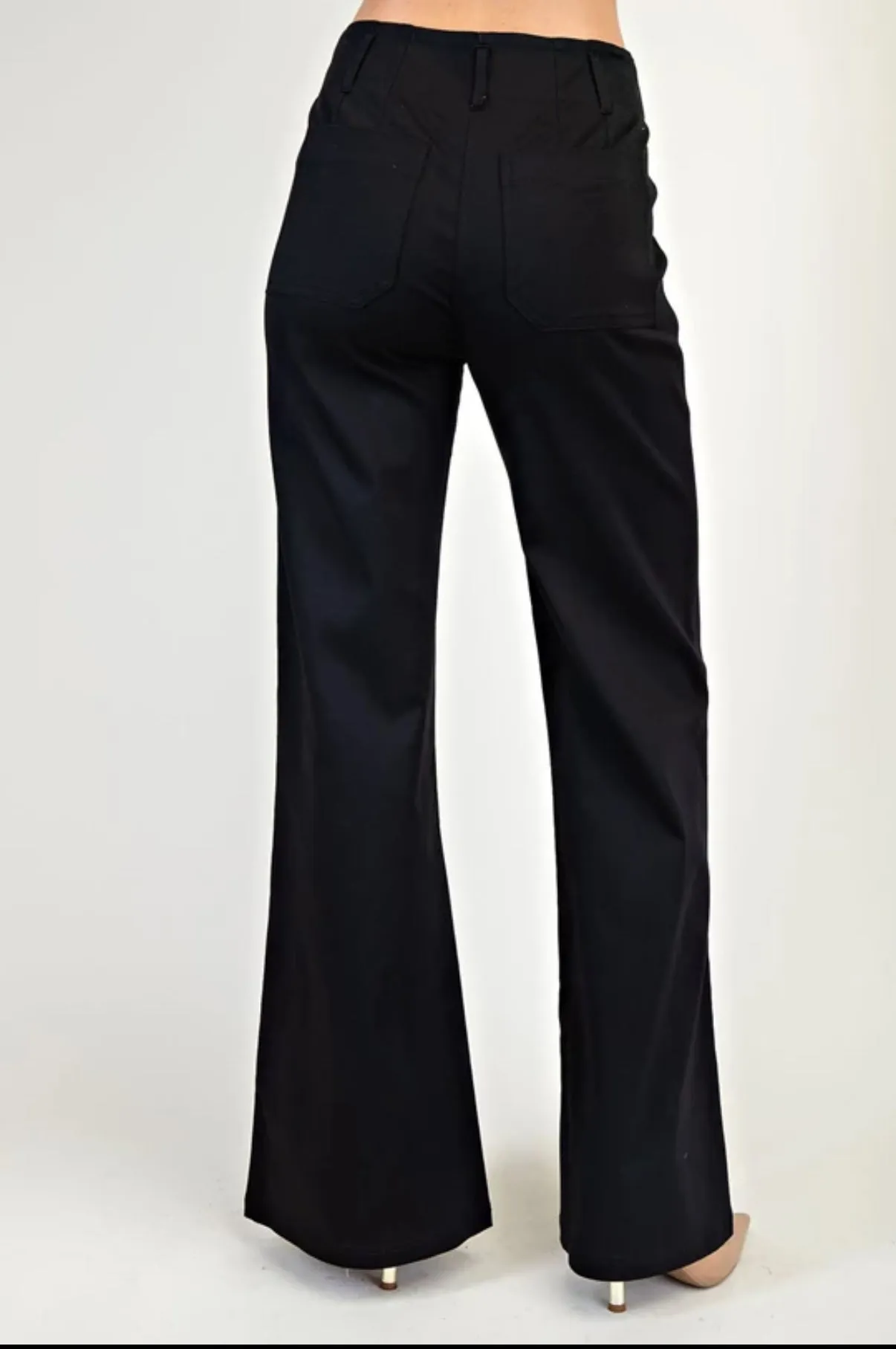 patch pocket flare leg pants
