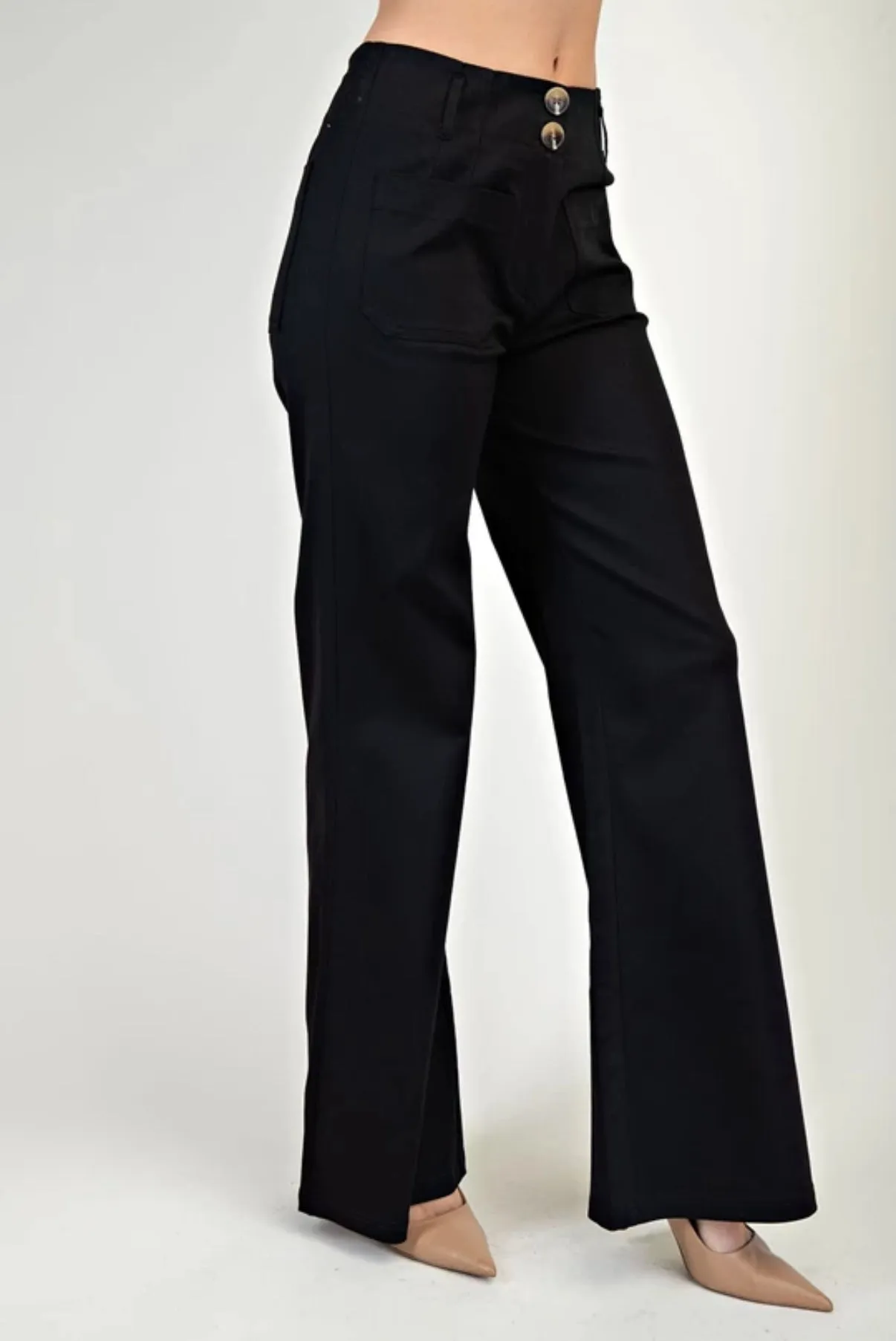 patch pocket flare leg pants