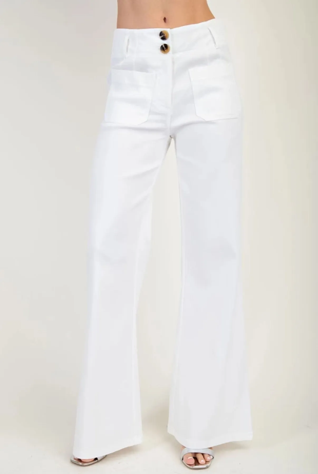 patch pocket flare leg pants