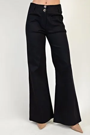 patch pocket flare leg pants