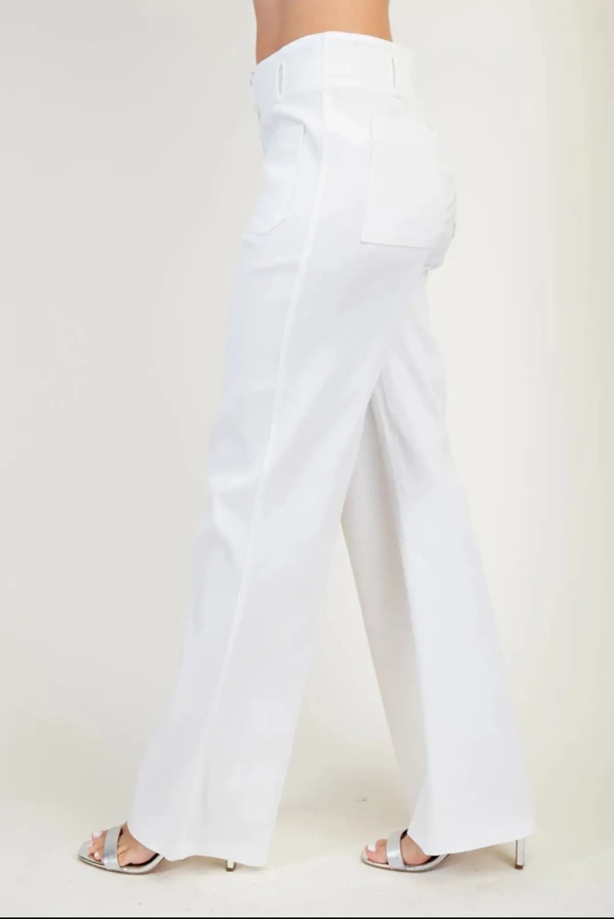 patch pocket flare leg pants