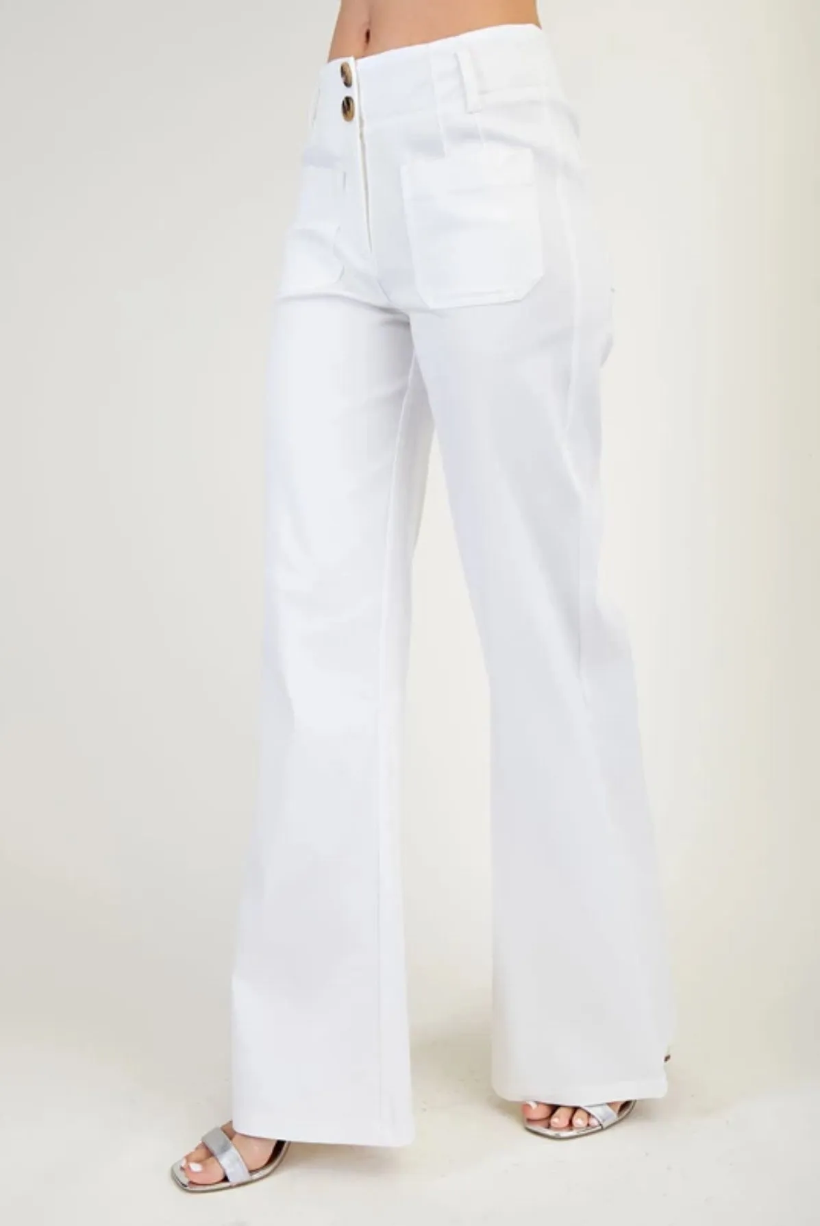 patch pocket flare leg pants