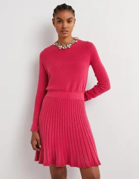 Pleated Knitted Mini Dress-Sweet Rose