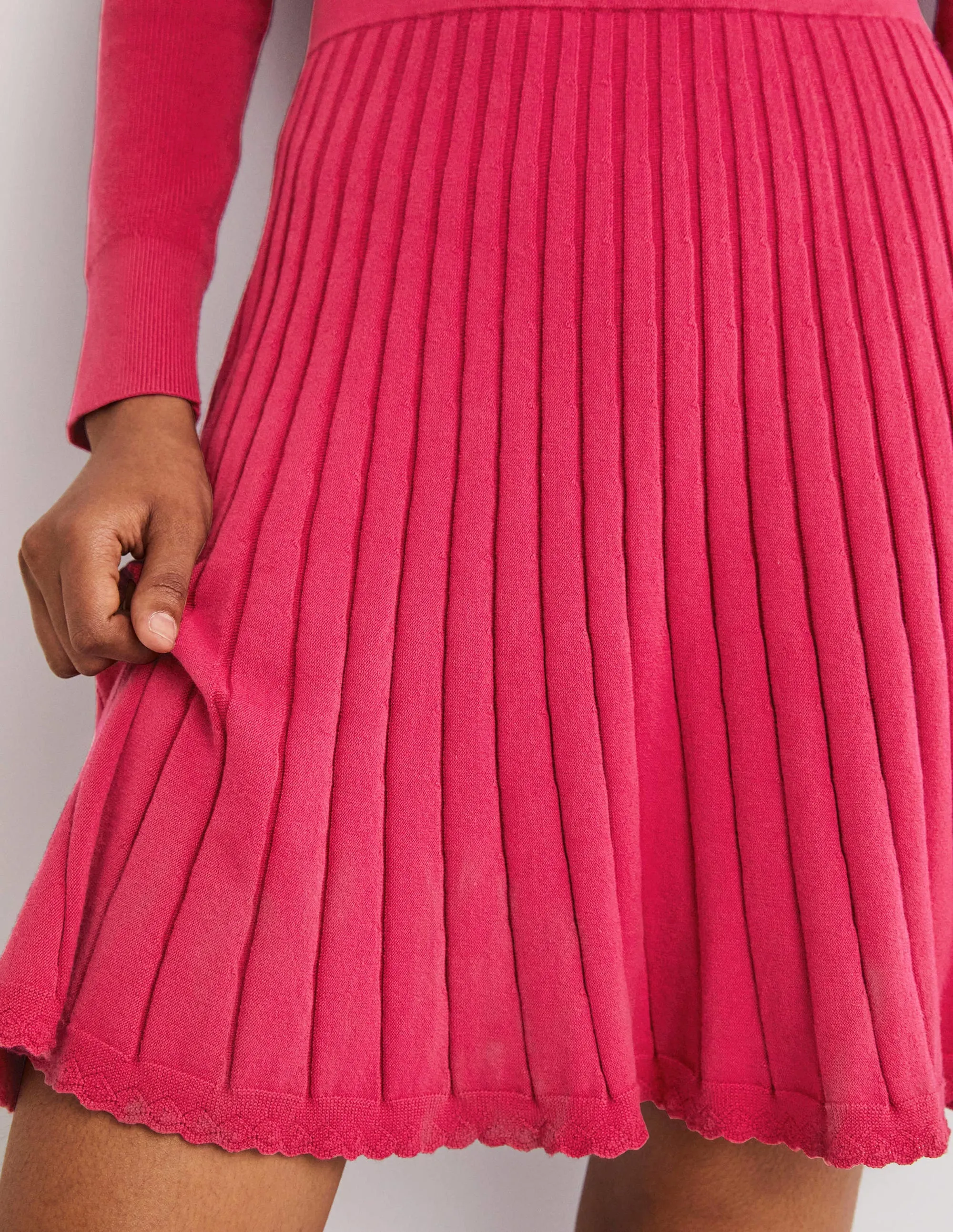 Pleated Knitted Mini Dress-Sweet Rose