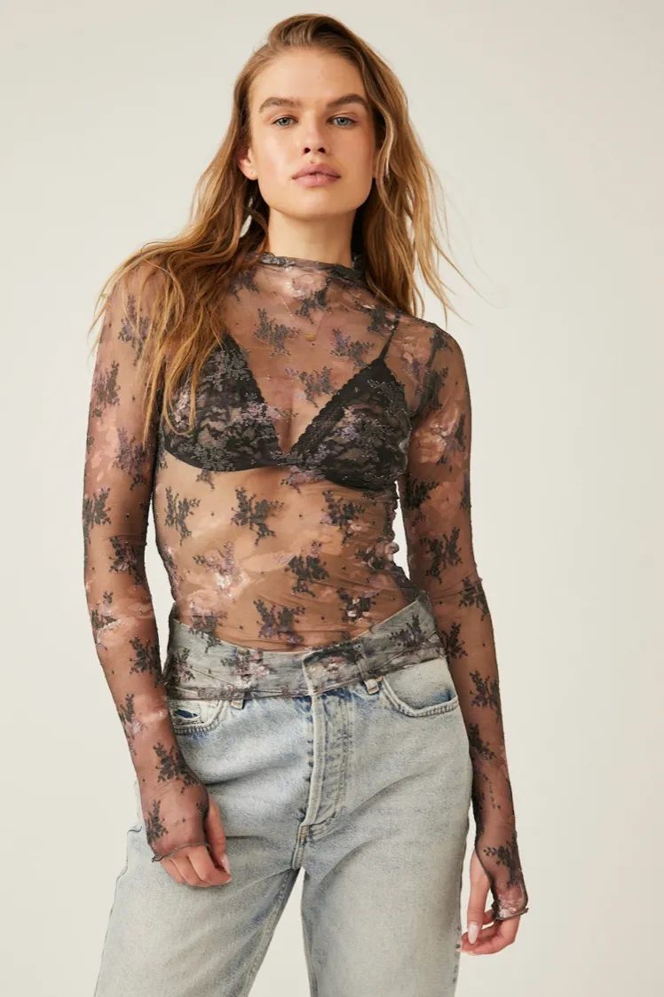 Printed Lady Lux Layering Top Night Sky