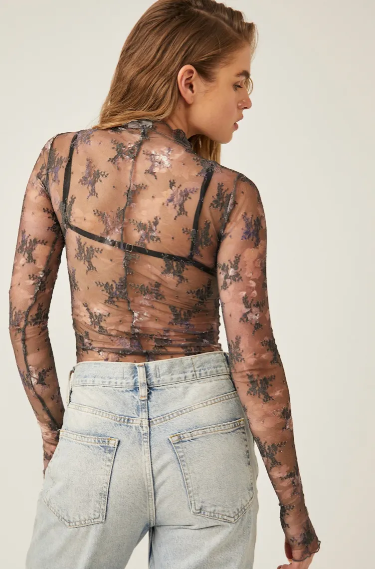 Printed Lady Lux Layering Top Night Sky