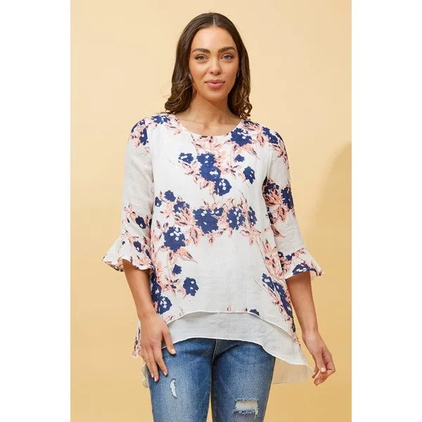 RUMI DOUBLE LAYER FLORAL TUNIC TOP