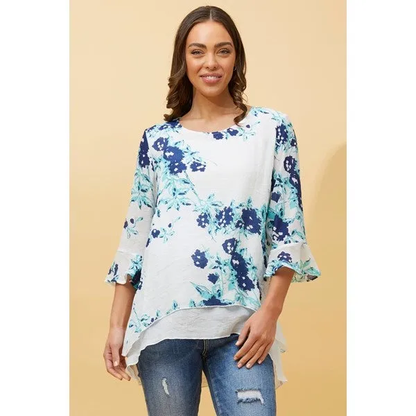 RUMI DOUBLE LAYER FLORAL TUNIC TOP