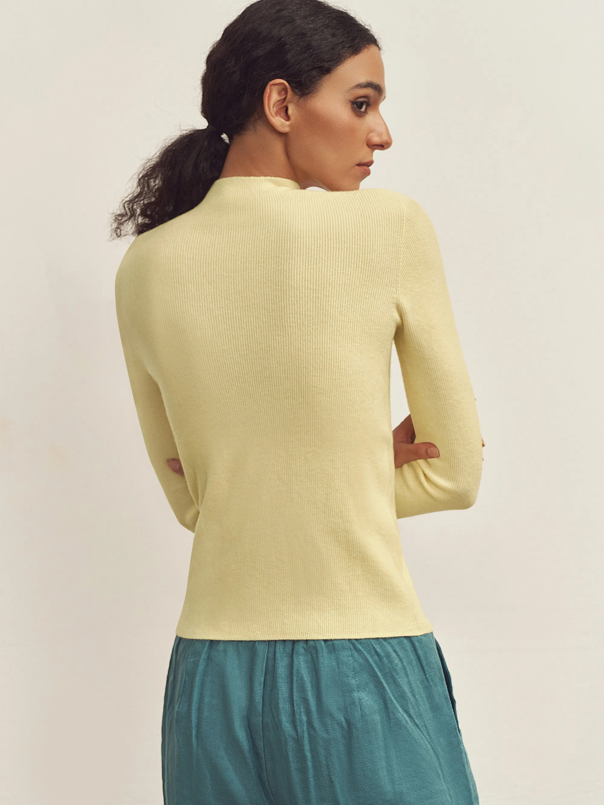 Seamless Lightweight Washable Wool Knit Base Layer Top