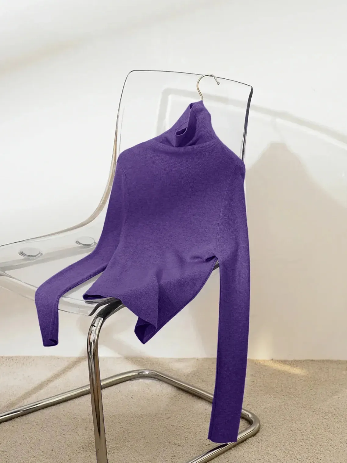 Seamless Lightweight Washable Wool Knit Base Layer Top