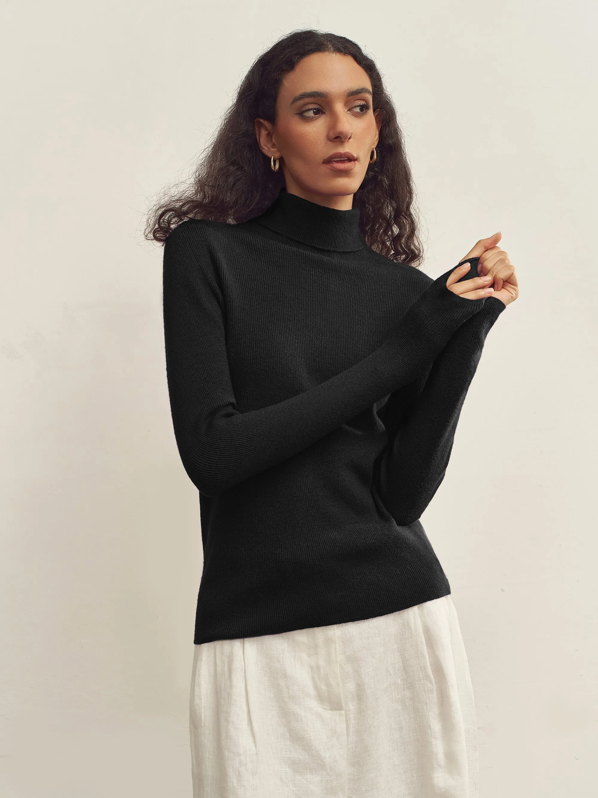Seamless Lightweight Washable Wool Knit Base Layer Top