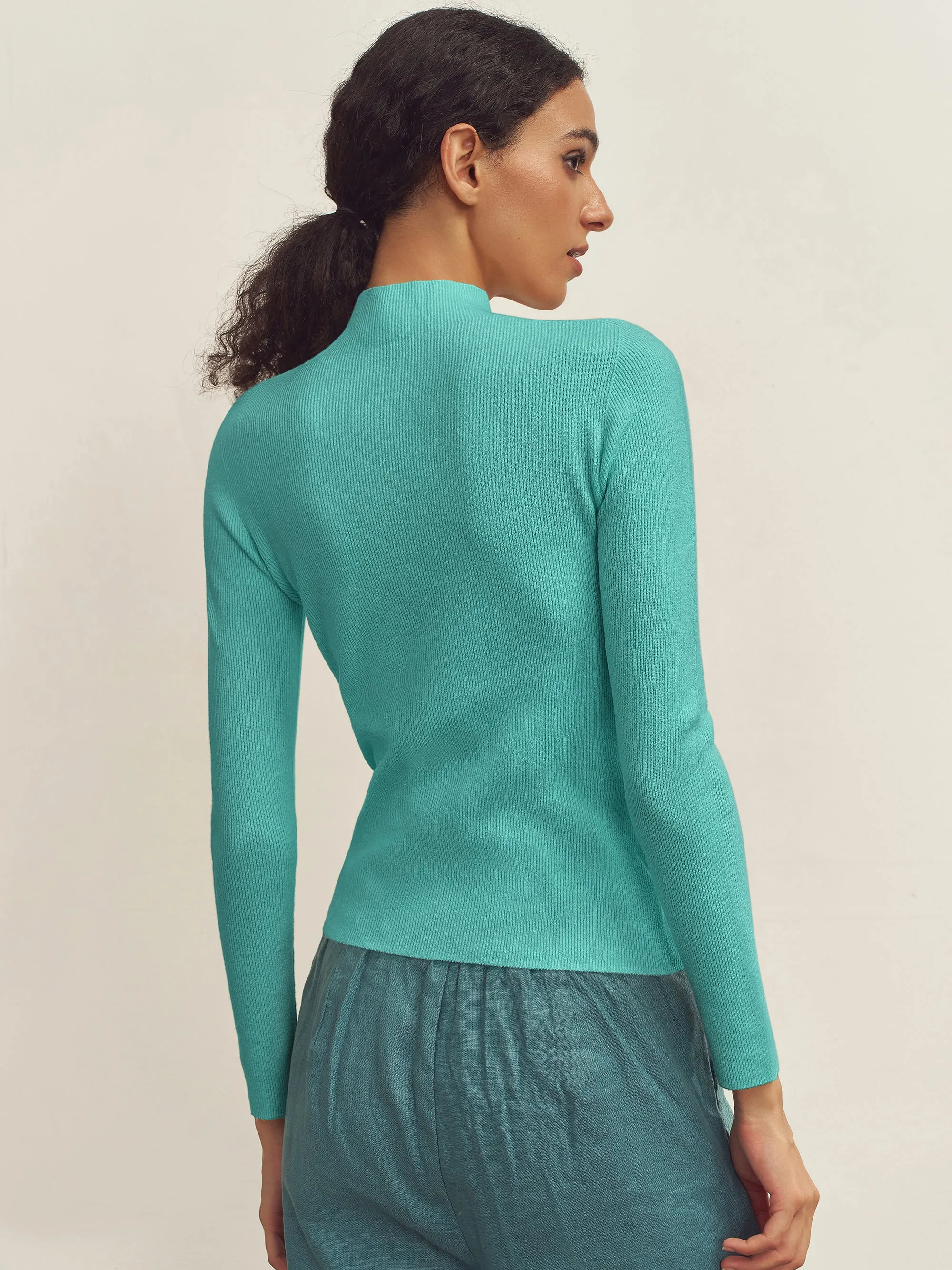 Seamless Lightweight Washable Wool Knit Base Layer Top