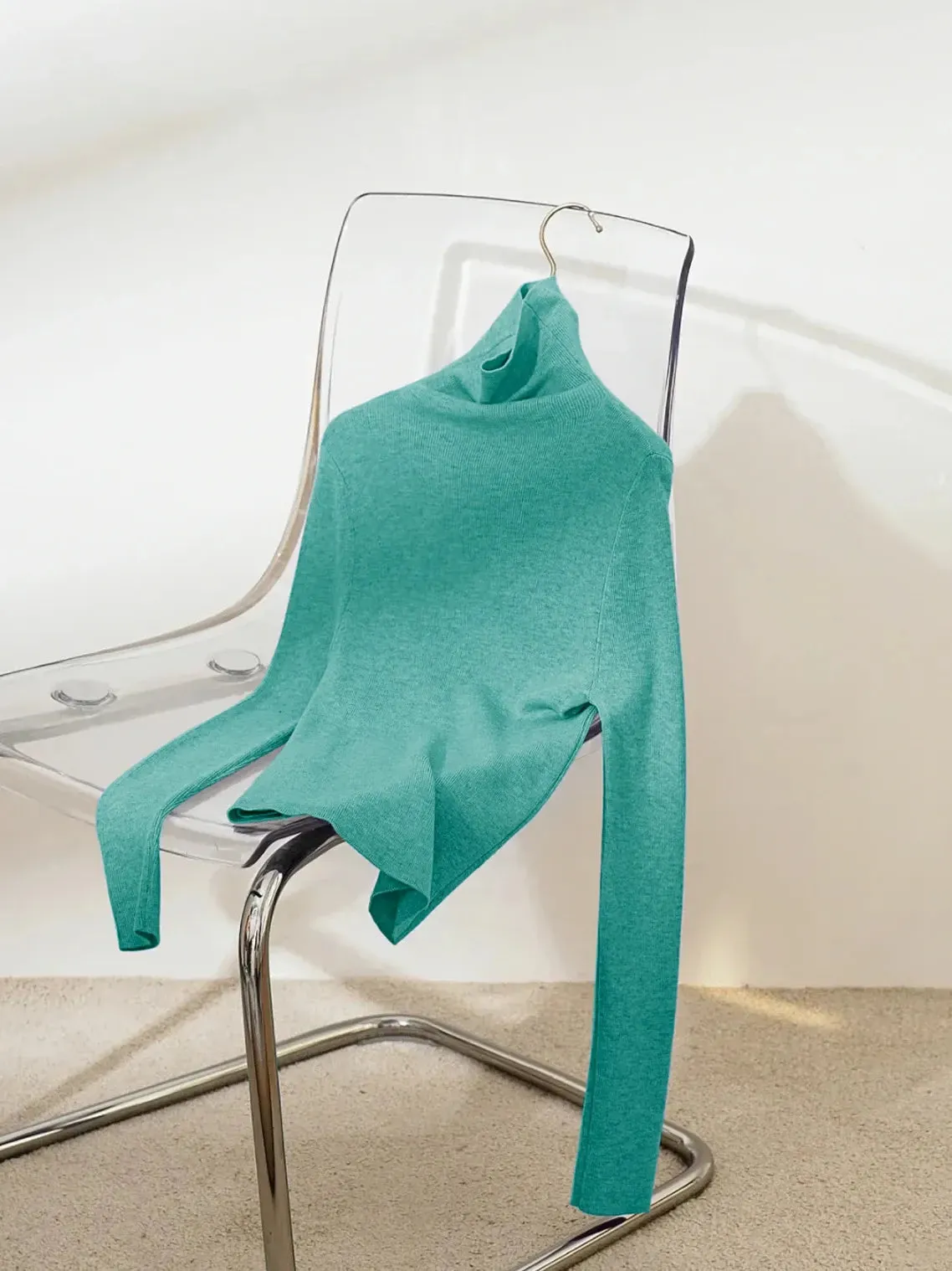 Seamless Lightweight Washable Wool Knit Base Layer Top