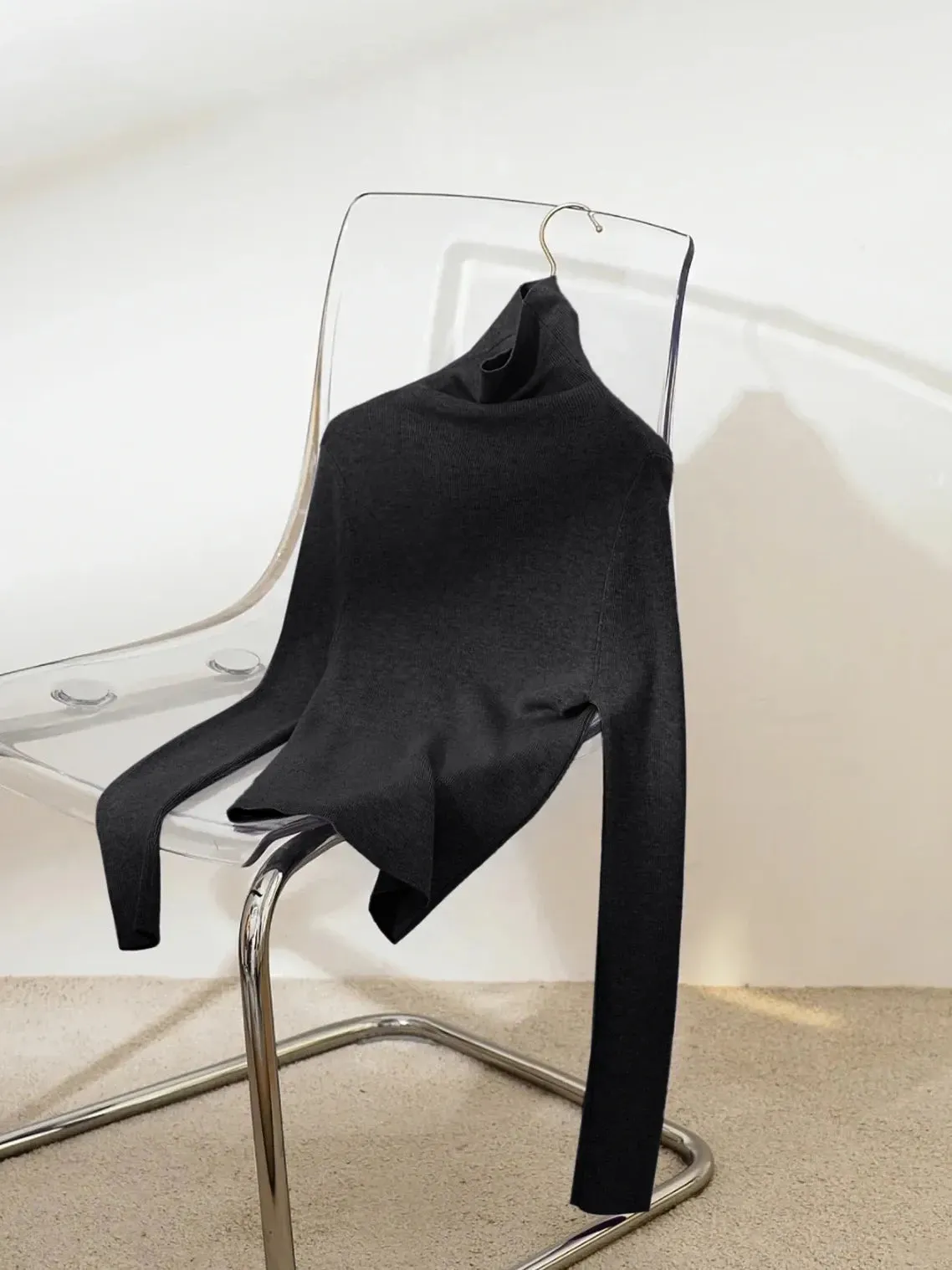 Seamless Lightweight Washable Wool Knit Base Layer Top