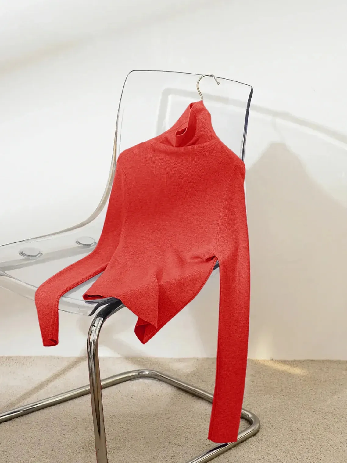 Seamless Lightweight Washable Wool Knit Base Layer Top