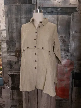 Shark Bite Button Down Tunic-Ivory