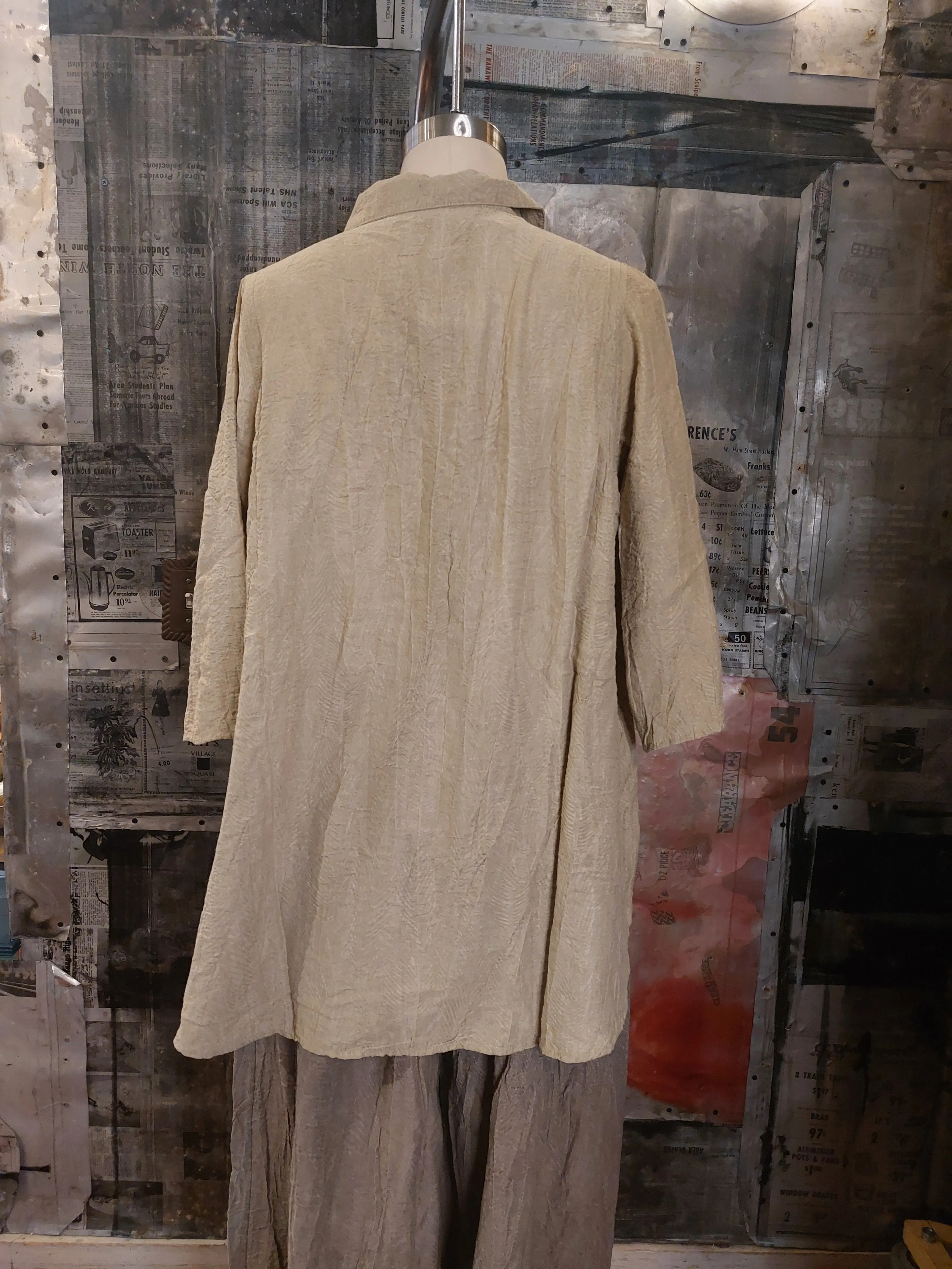 Shark Bite Button Down Tunic-Ivory