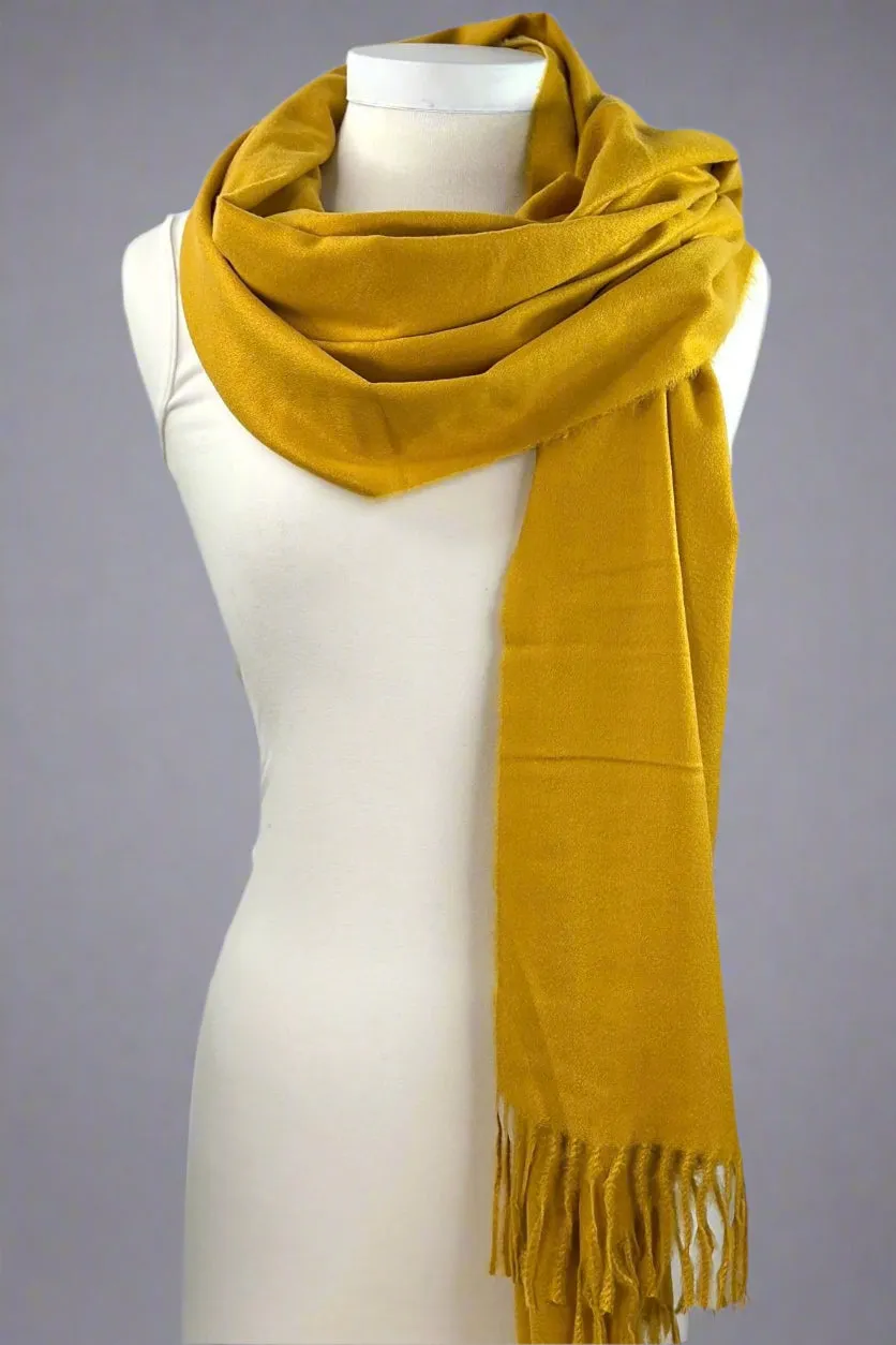 Solid Cozy Scarf With Fringe