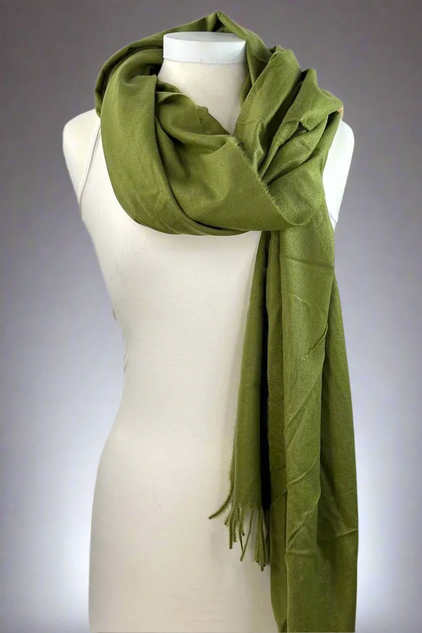Solid Cozy Scarf With Fringe