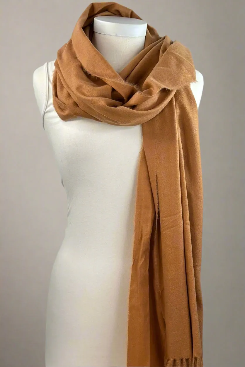 Solid Cozy Scarf With Fringe