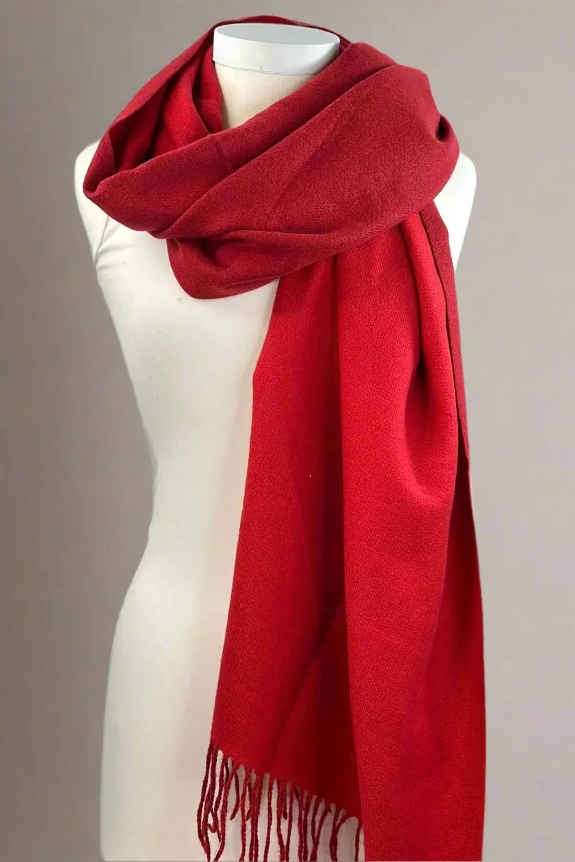 Solid Cozy Scarf With Fringe