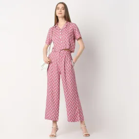Straight Fit Printed Ankle Length A-Line High Rise Culottes