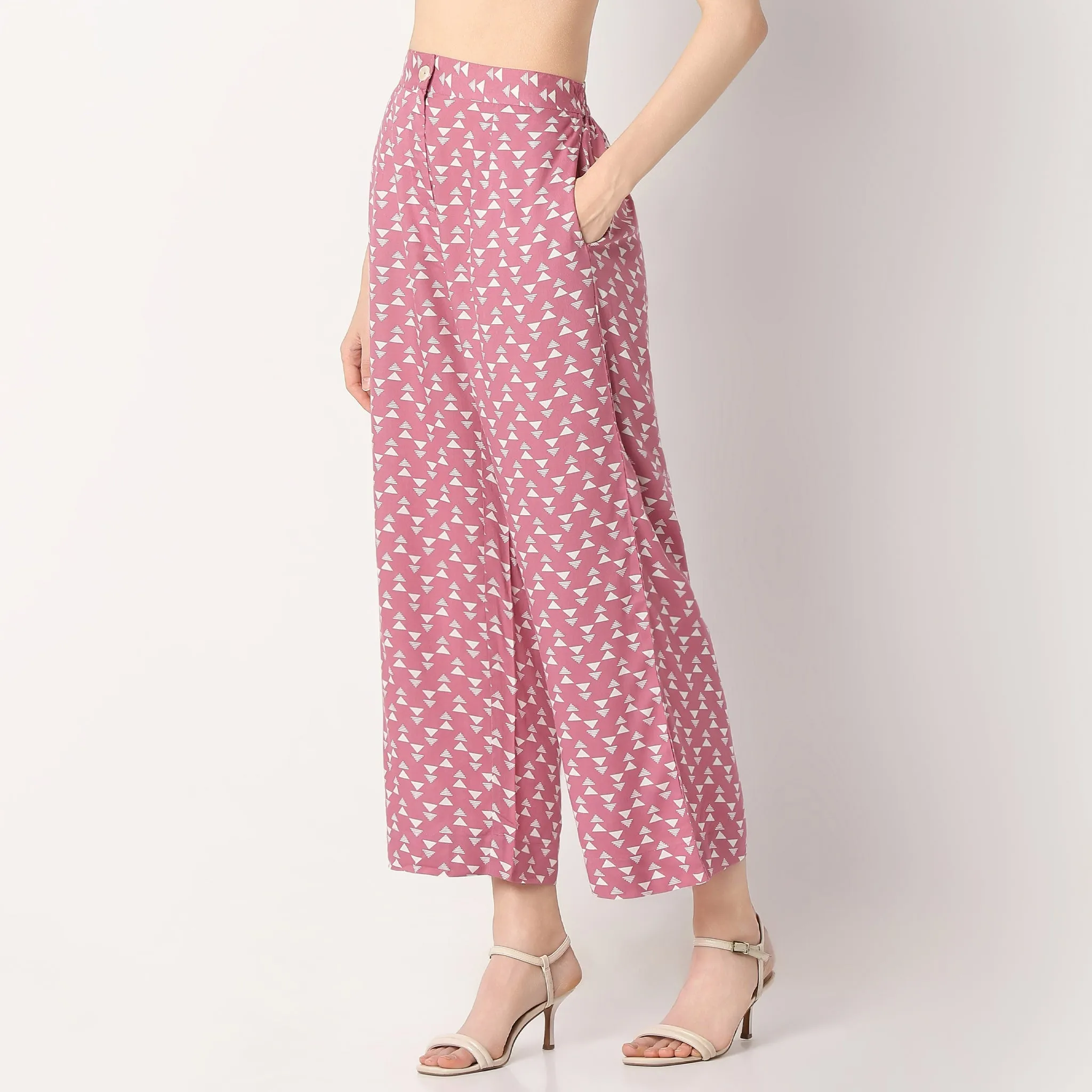 Straight Fit Printed Ankle Length A-Line High Rise Culottes