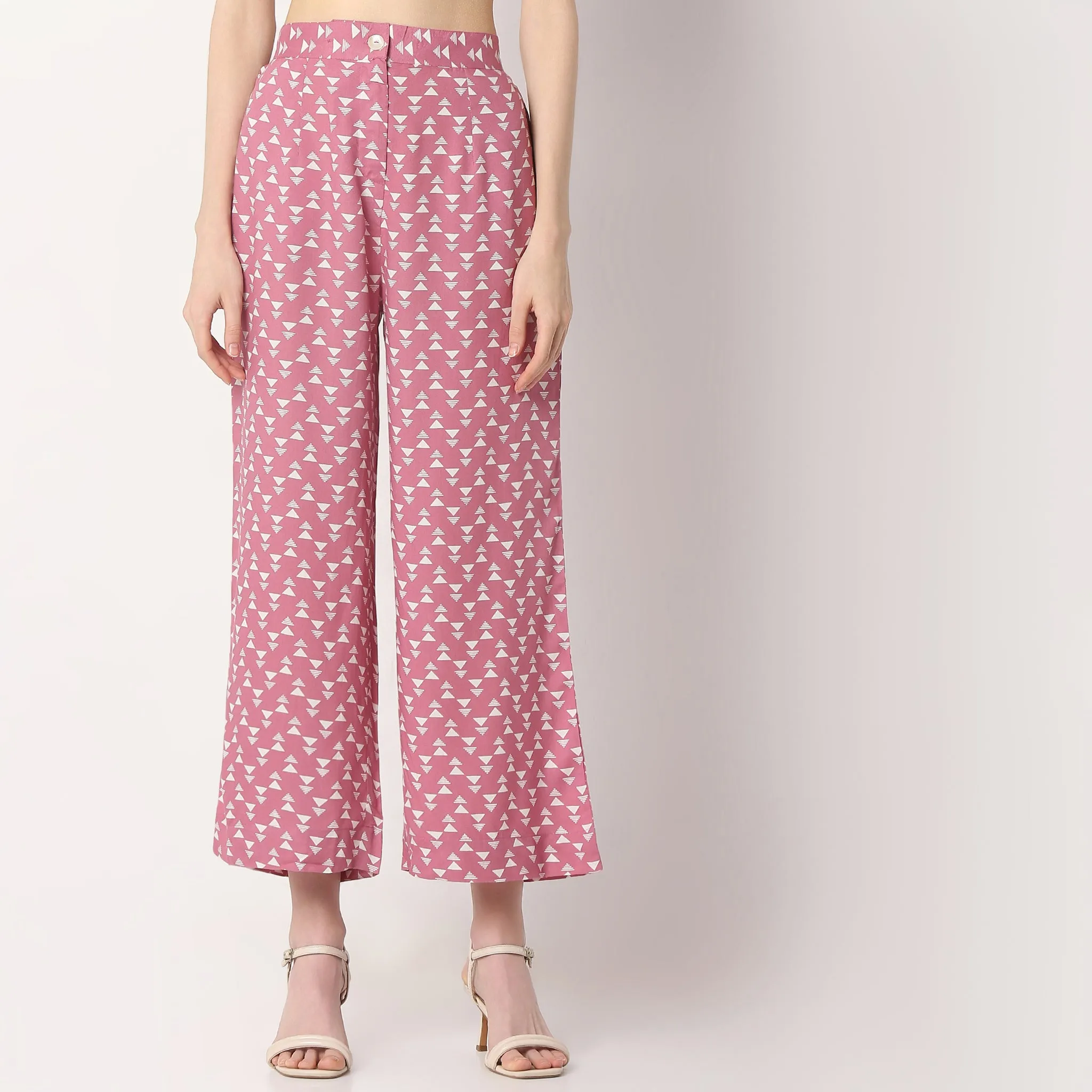 Straight Fit Printed Ankle Length A-Line High Rise Culottes
