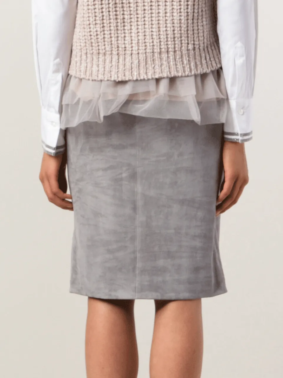 Suede Side Zip Pencil Skirt