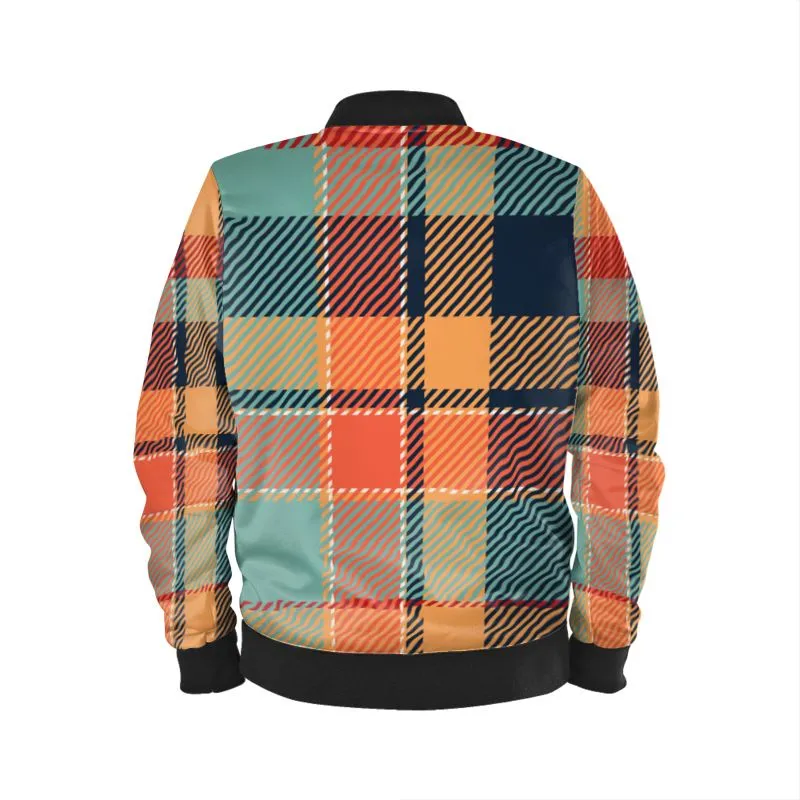 Tartan Bomber Unisex Bomber Jacket in either Marbled Velvet, Satin, Jersey or Waterproof Outer