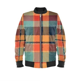Tartan Bomber Unisex Bomber Jacket in either Marbled Velvet, Satin, Jersey or Waterproof Outer