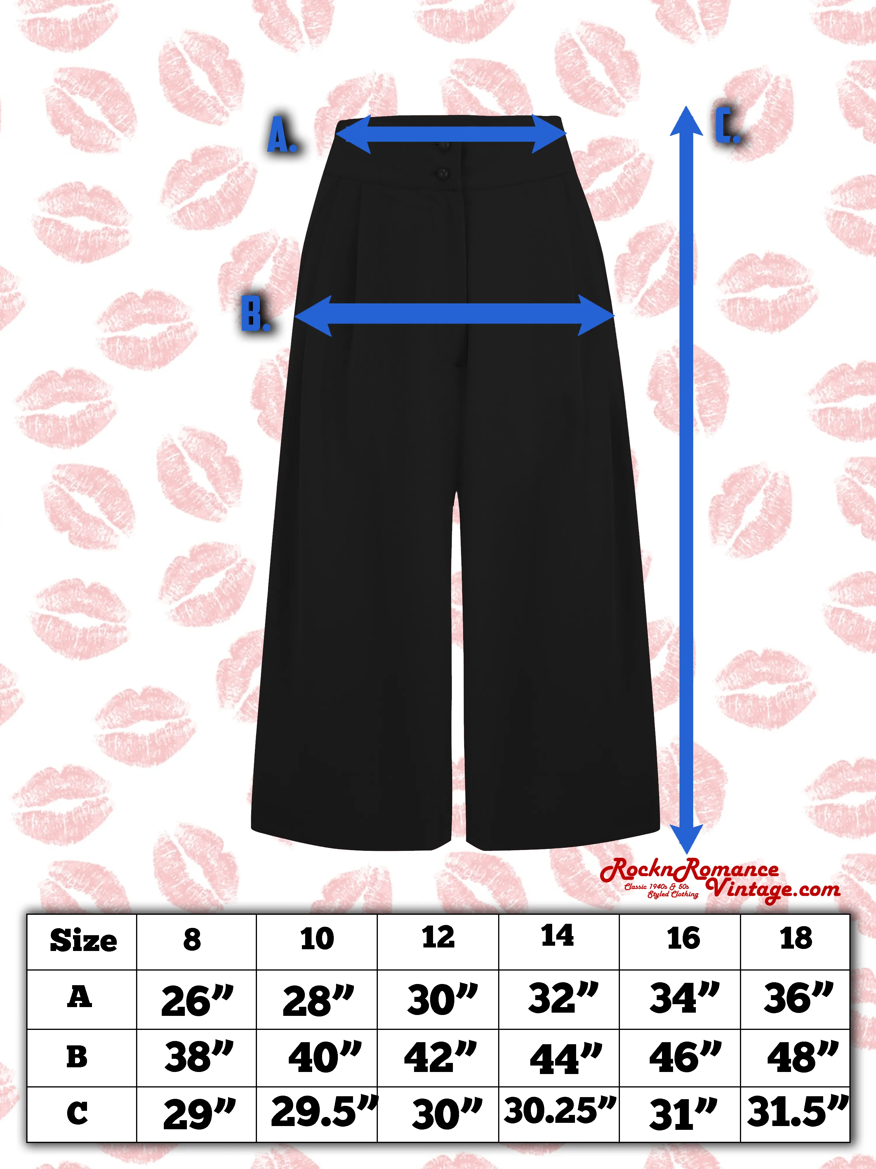 The "Sophia" Palazzo Culottes in Solid Black, Classic & Easy To Wear Vintage Inspired Style