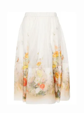 Tranquillity Midi Skirt (Red Butterflies)