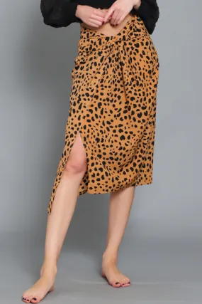 Twist Front Leopard Skirt