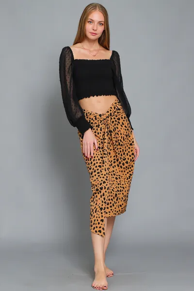 Twist Front Leopard Skirt