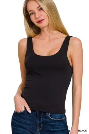 Two Layer Round Neck Tank (black)