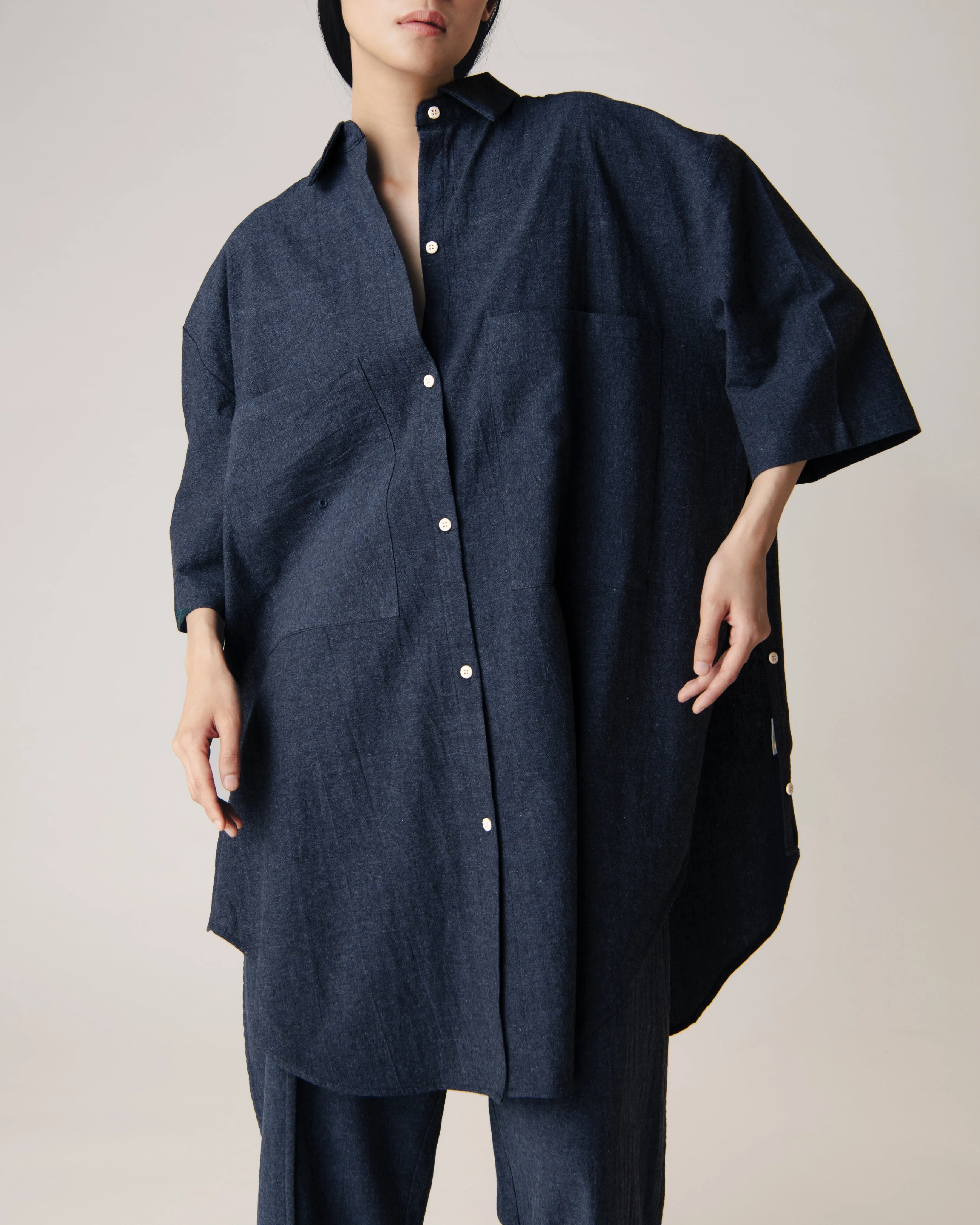 Unisex: The Shirt Dress (Dark Blue)