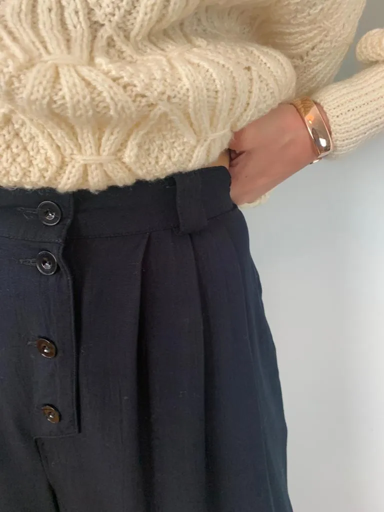 Vintage 1980s button front crepe culottes