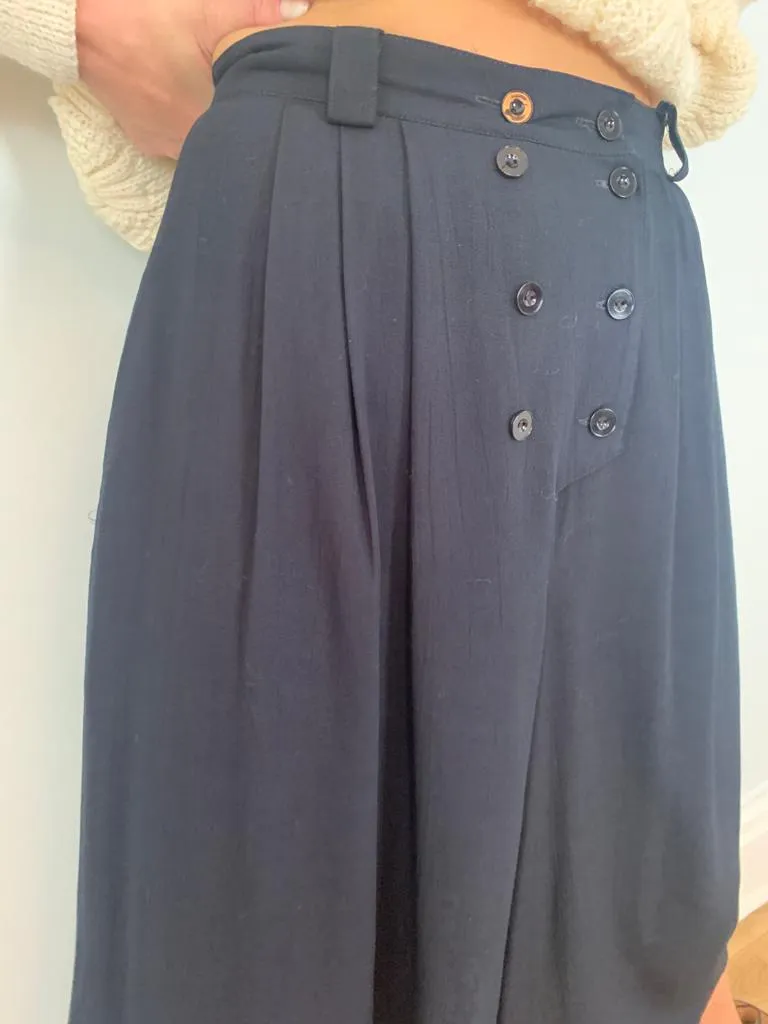 Vintage 1980s button front crepe culottes