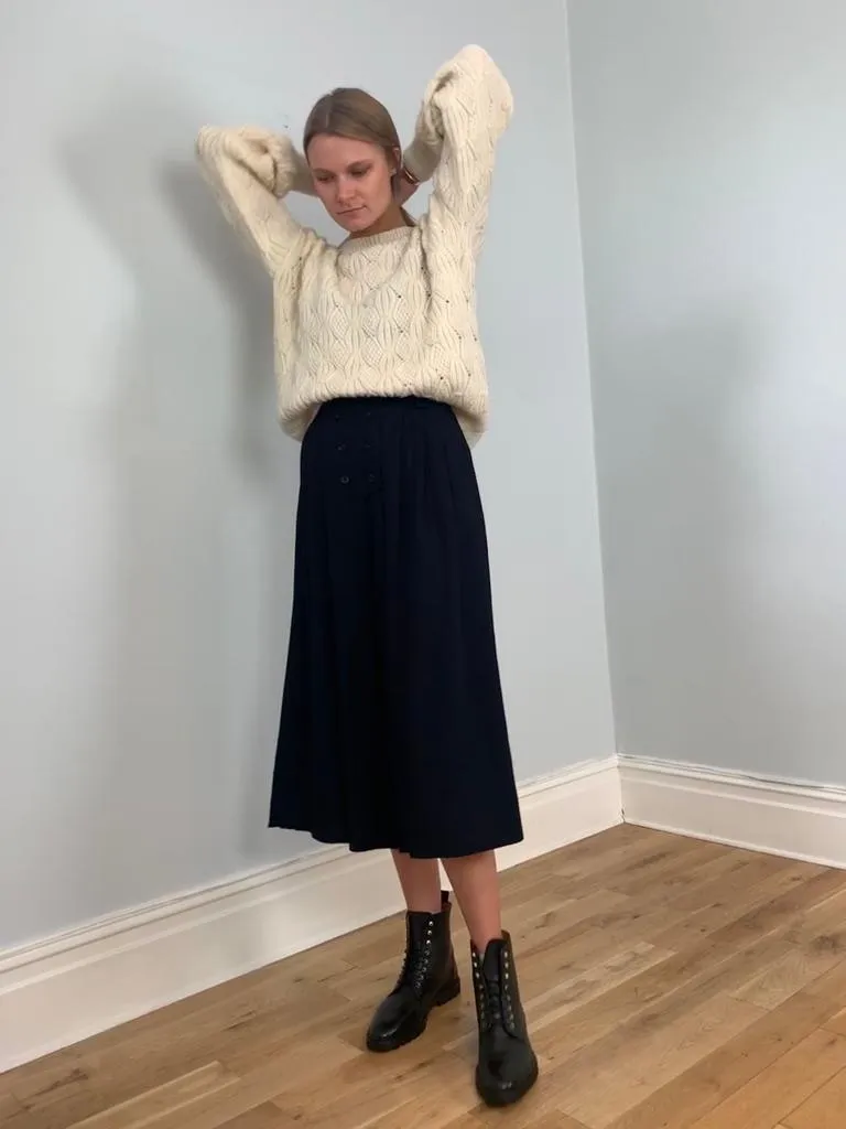 Vintage 1980s button front crepe culottes