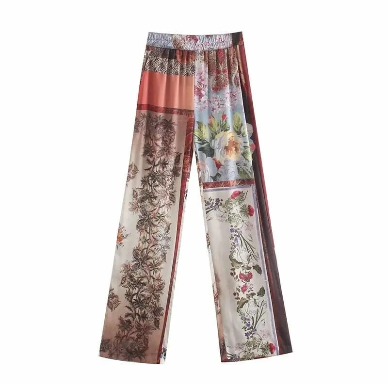 VINTAGE PRINT LOOSE KIMONO AND PANTS SET