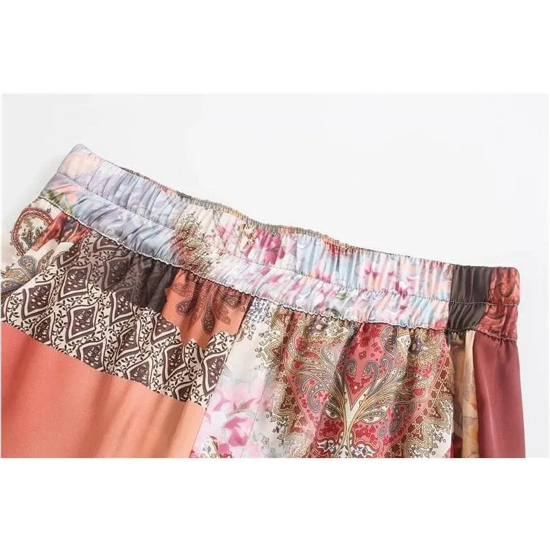 VINTAGE PRINT LOOSE KIMONO AND PANTS SET