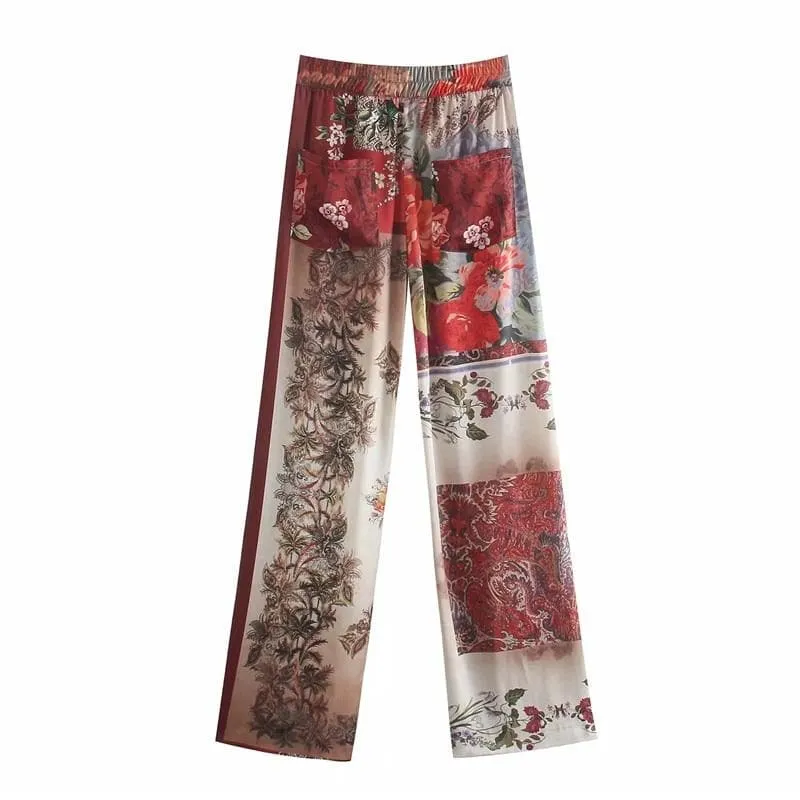 VINTAGE PRINT LOOSE KIMONO AND PANTS SET