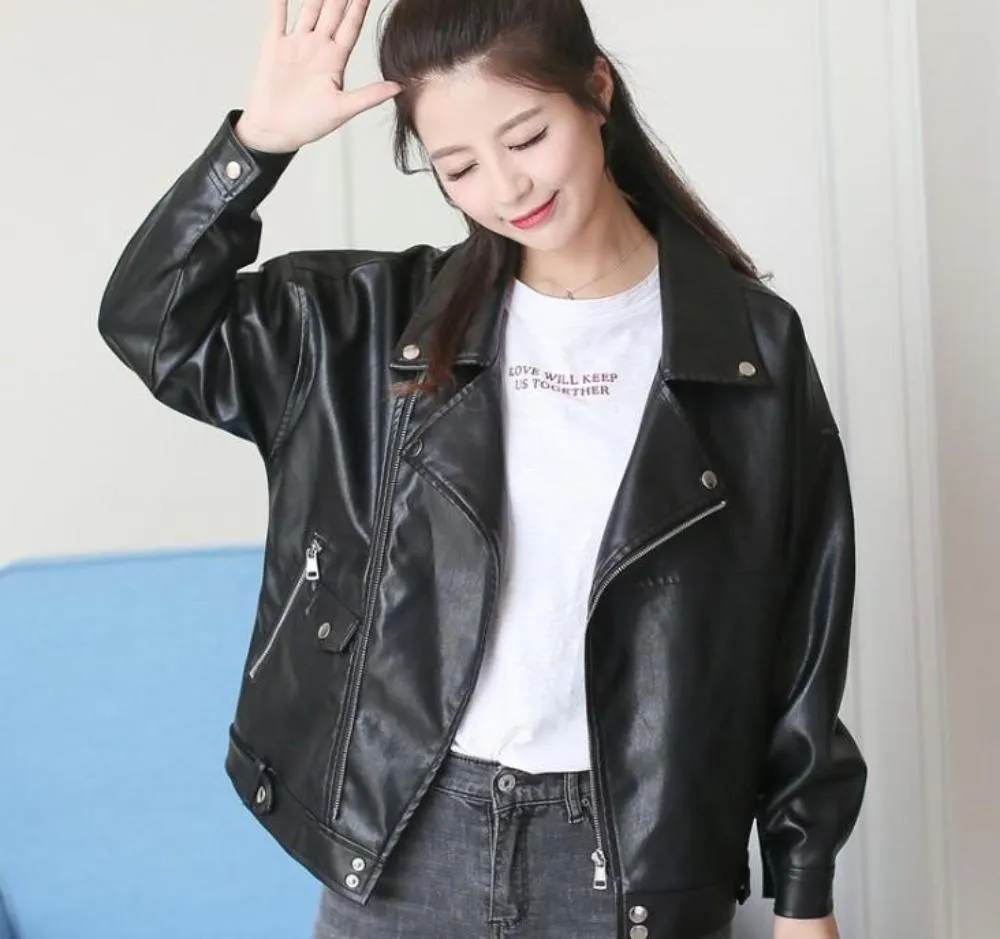 Womens Vegan Leather Biker Jacket