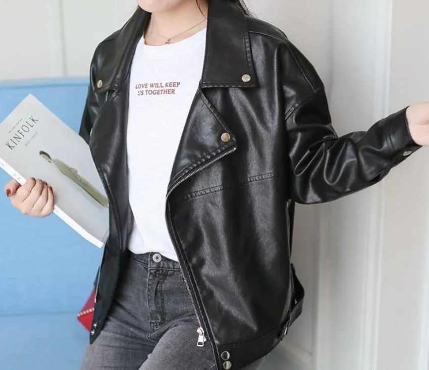 Womens Vegan Leather Biker Jacket