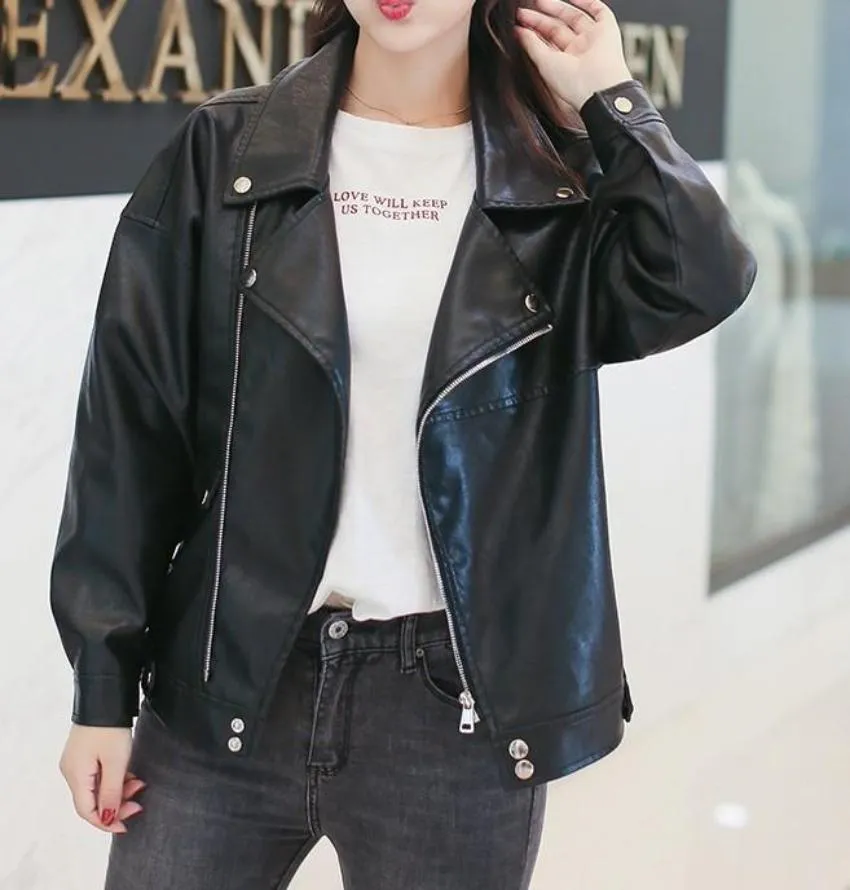 Womens Vegan Leather Biker Jacket