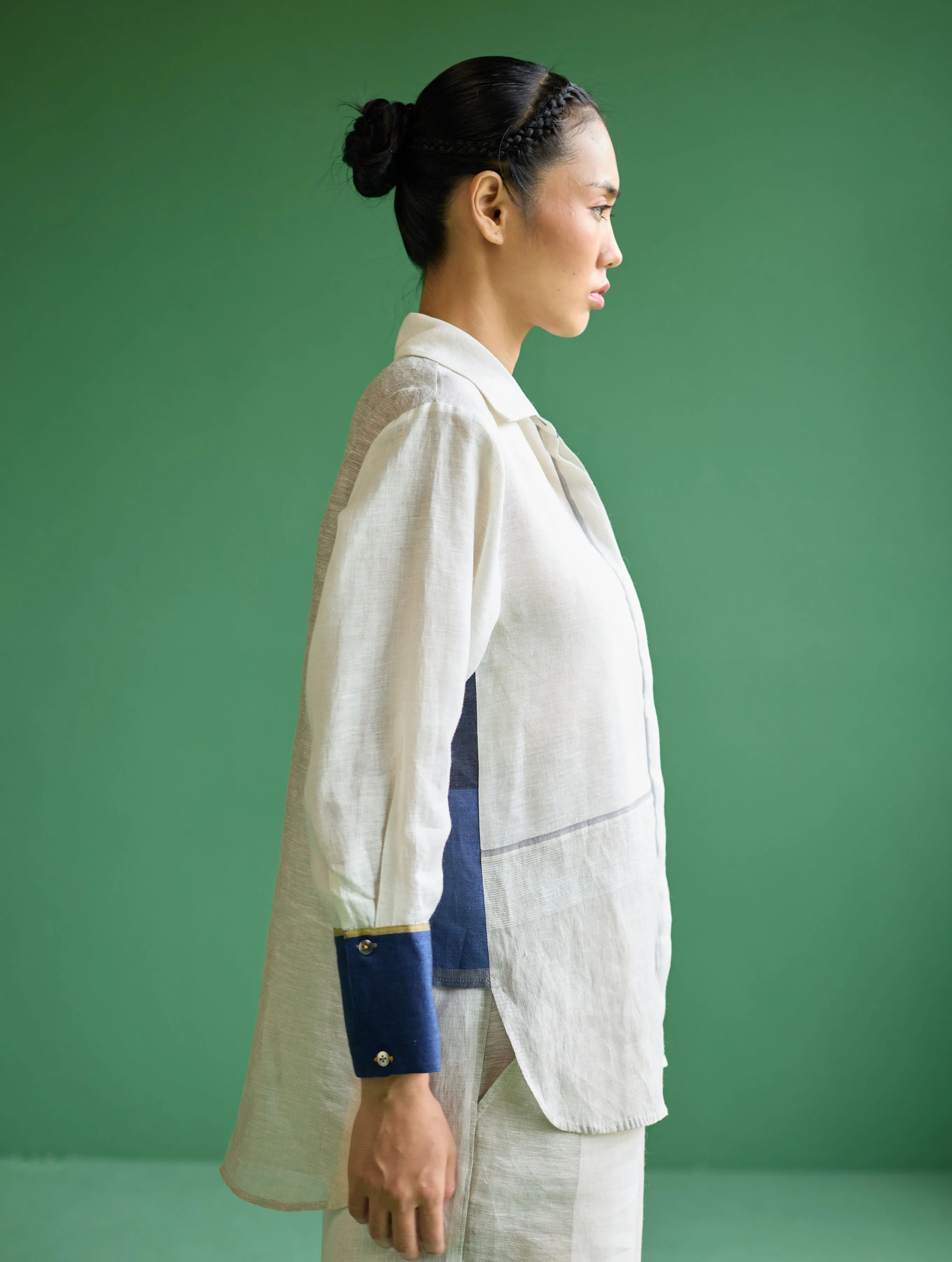 Yang Color-Blocked Co-ord Set - Ivory