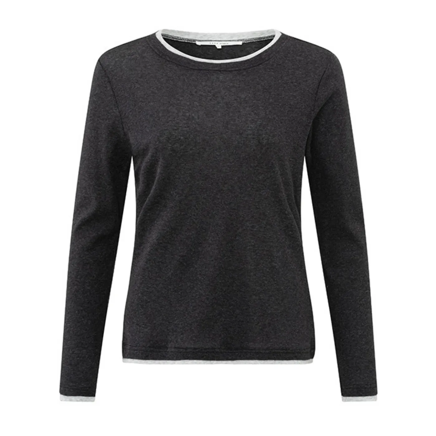 YAYA Anthracite Faux Double Layer Long Sleeve Top